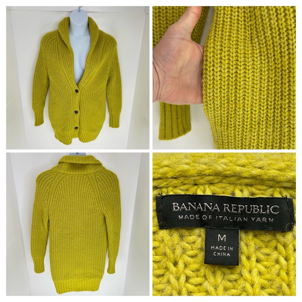 Banana‎ Republic Italian Yarn Chunky Knit Cardigan Sweater Womens Size Medium